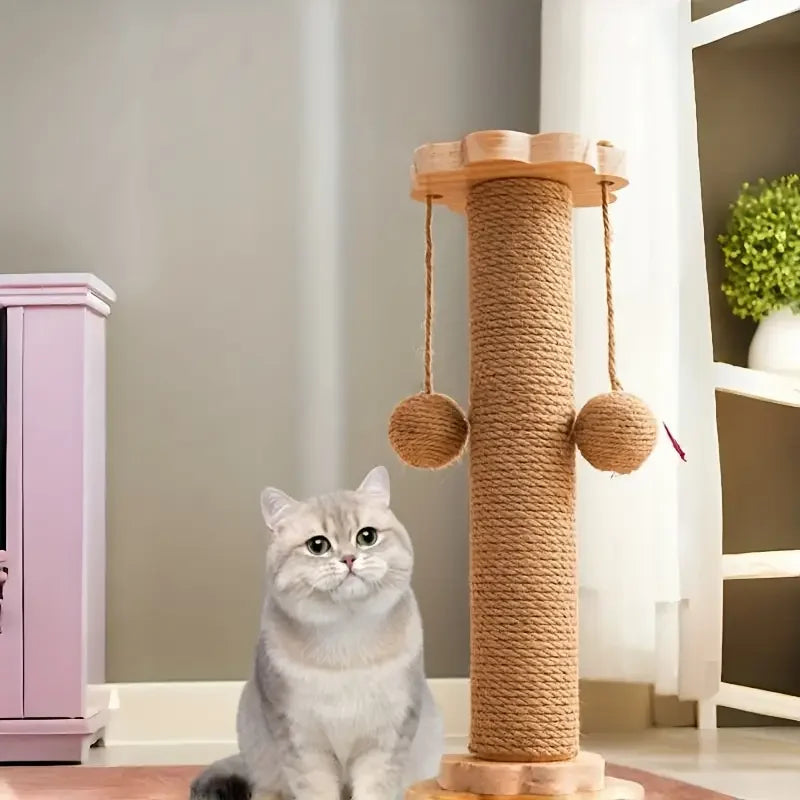 Cat Scratch Board Rotating Platform Wooden Fiber Chew Toy Stand