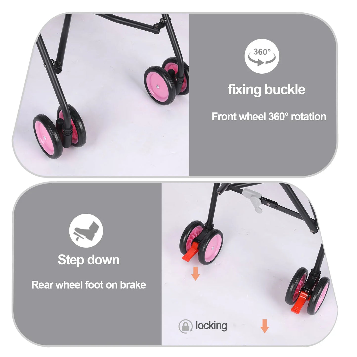 Wedyvko Pet Dog Stroller Four Wheel With Brakes And Storage