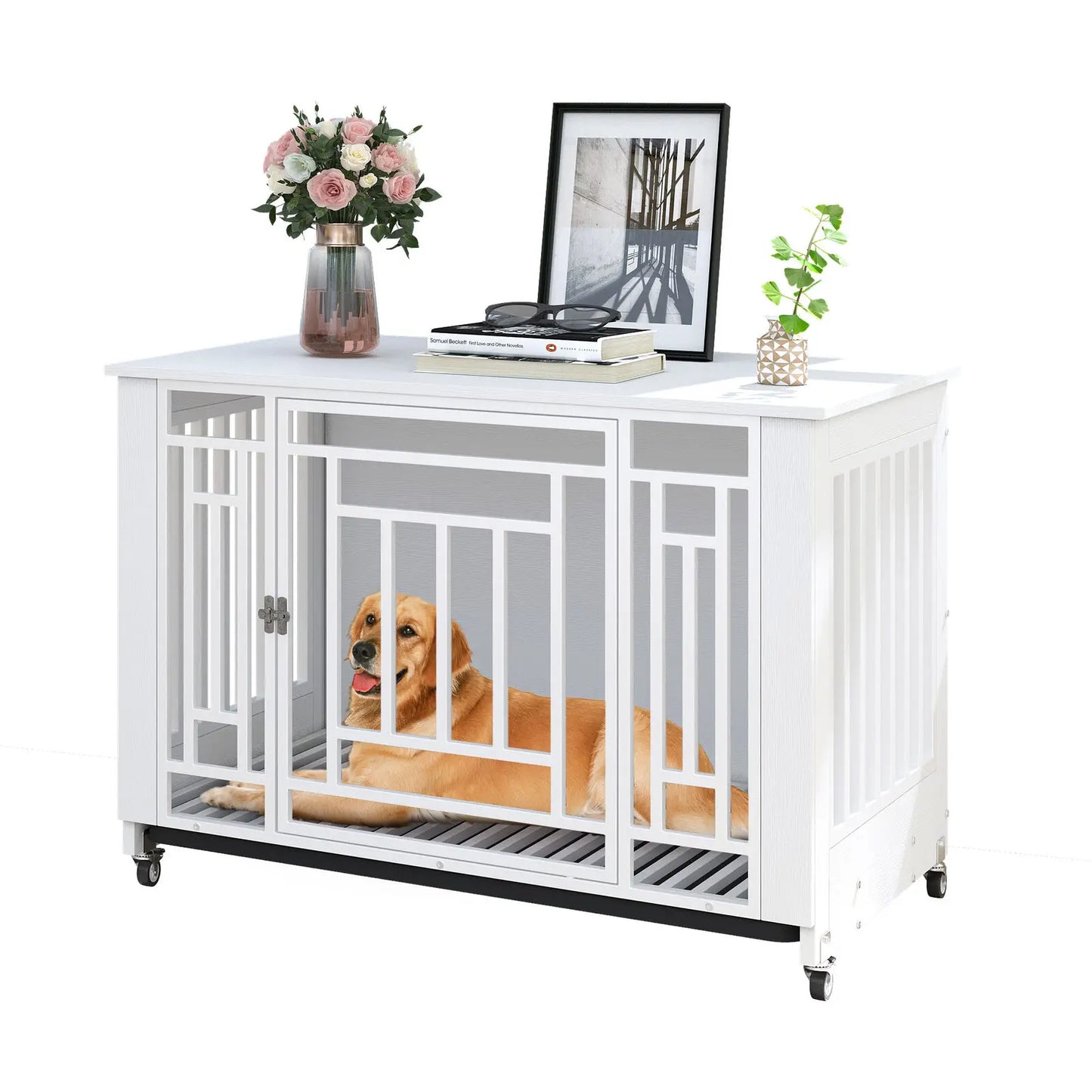 Hign-concerned Heavy Duty Dog Crate Kennel With End Table