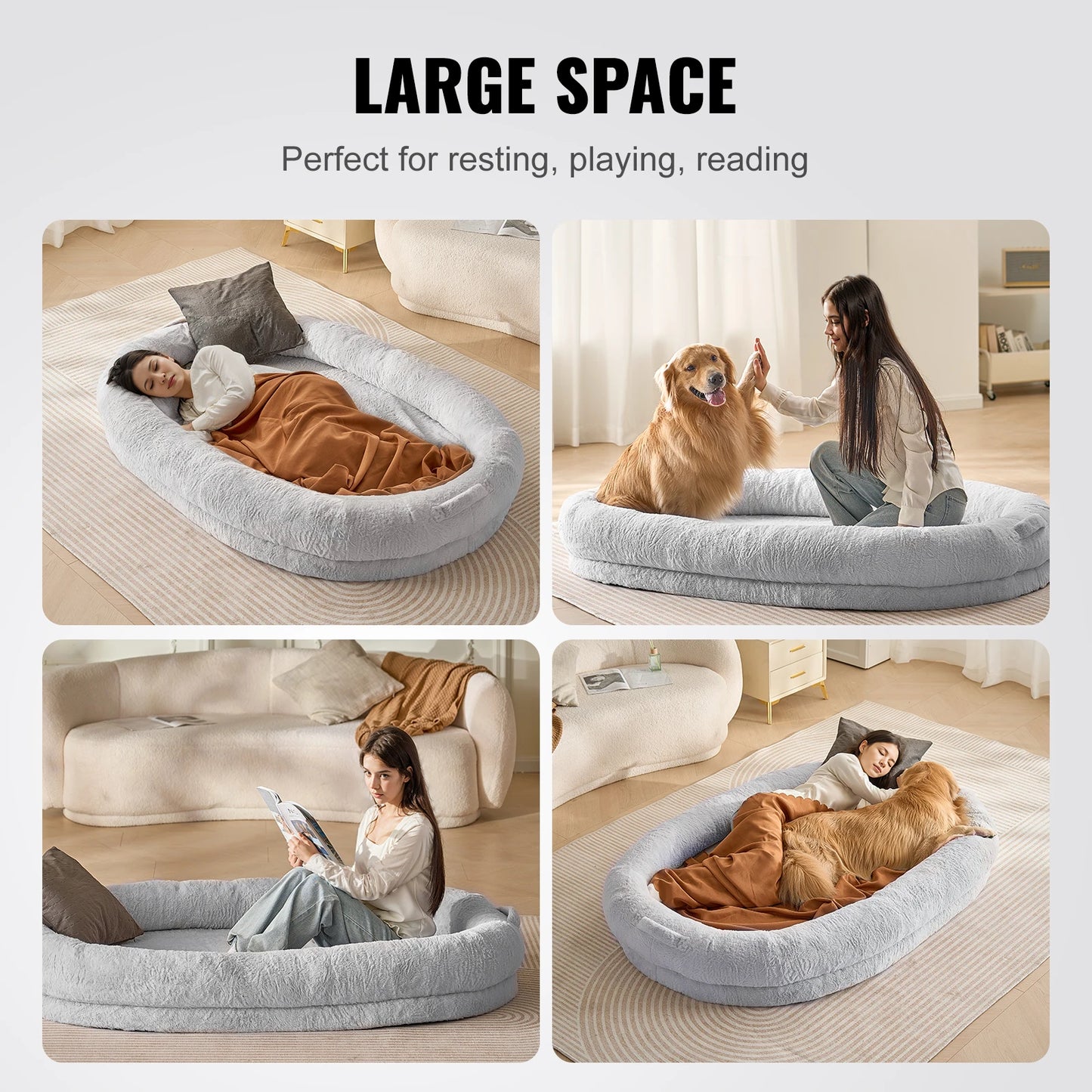 SucceBuy Human Dog Bed With Orthopedic Foam Cover