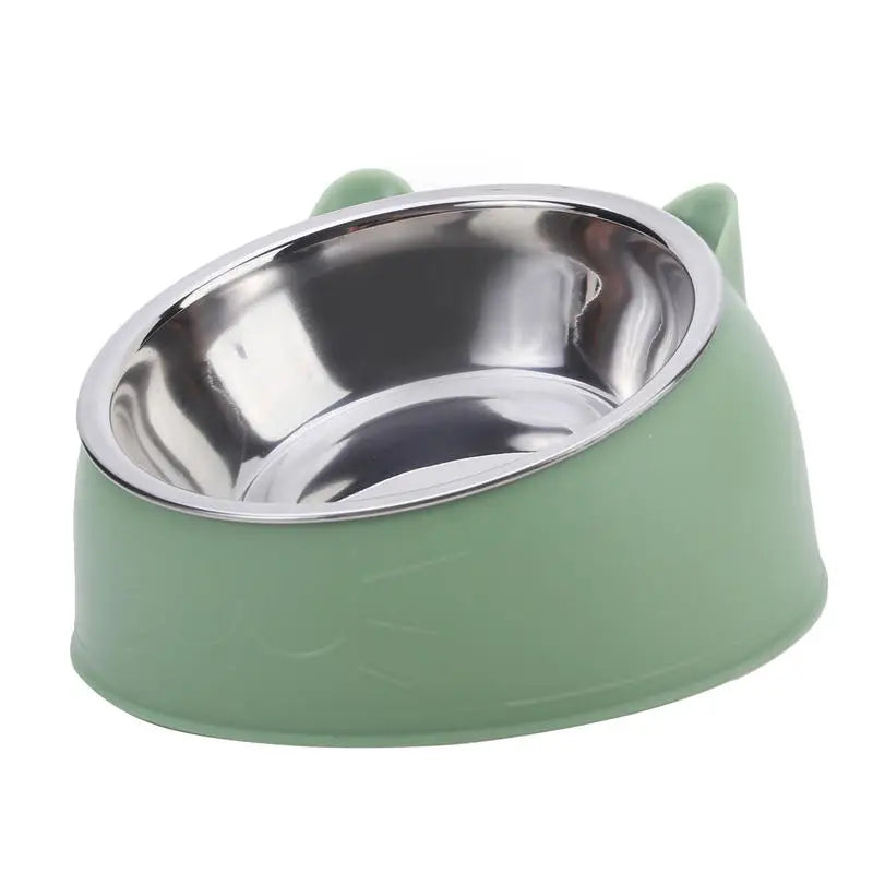 Creative Inclined Stainless Steel Cat Food And Water Feeder For Puppies