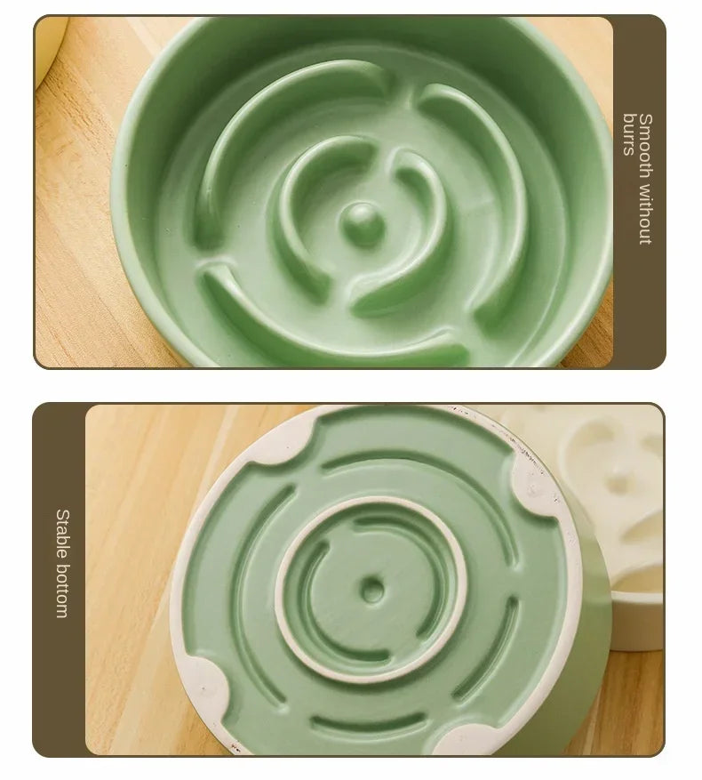Ceramic Pet Slow Feeder Bowl For Cats And Small Dogs