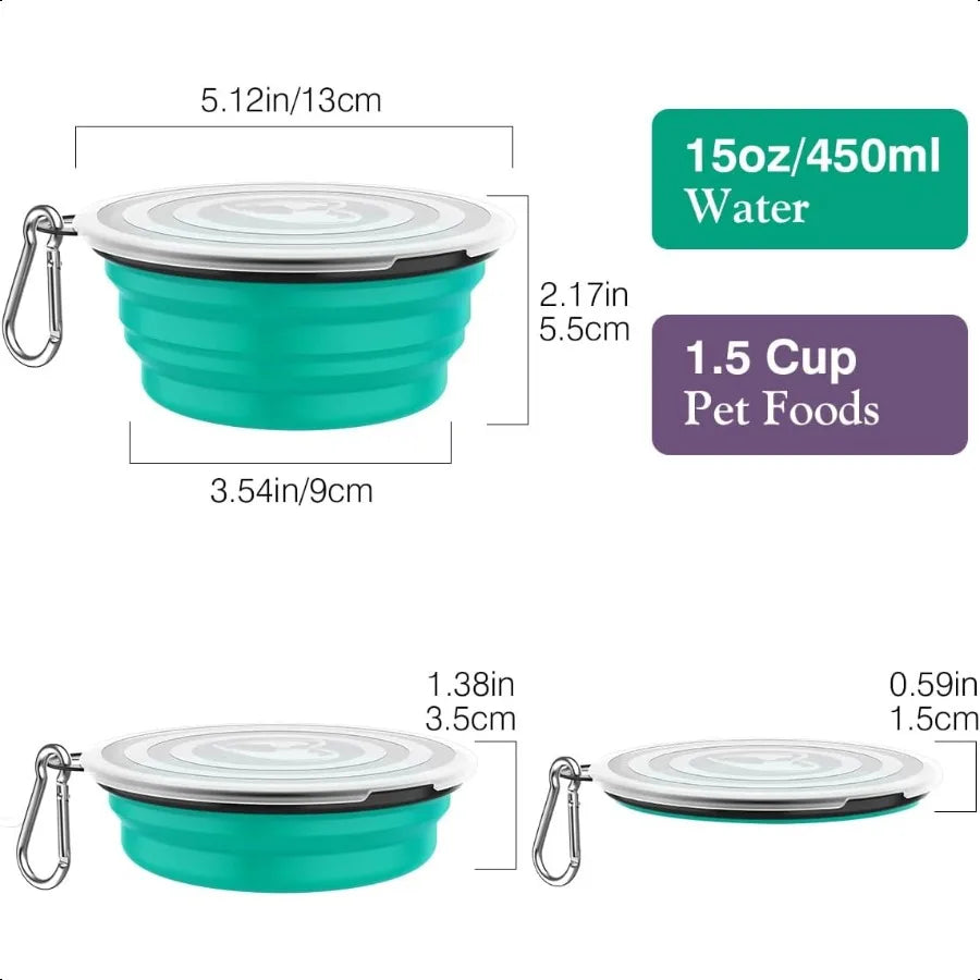 Hign-concerned Collapsible Silicone Dog Bowls Carabiners