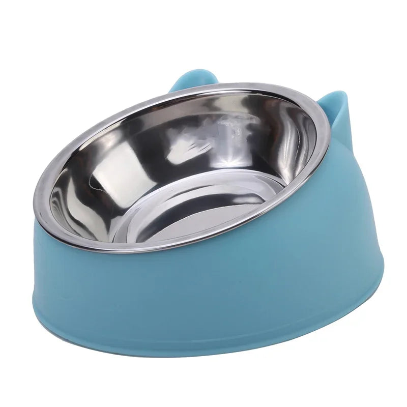 Creative Inclined Stainless Steel Cat Food And Water Feeder For Puppies