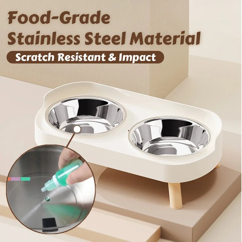 Colorful Elevated Dog Feeder With Dual Stainless Steel Bowls