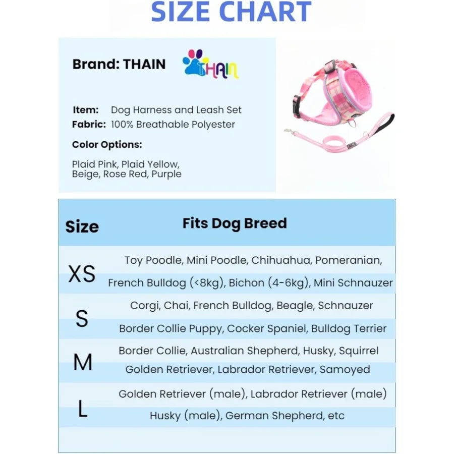 High-concerned Reflective Dog Harness and Leash Set No Pull Design