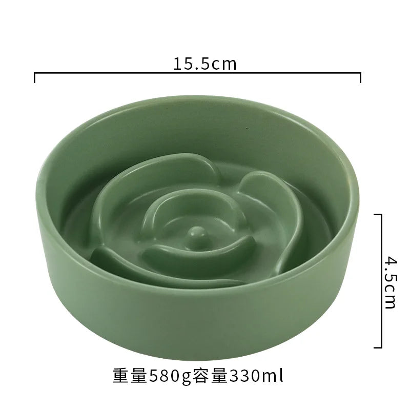 Ceramic Pet Slow Feeder Bowl For Cats And Small Dogs