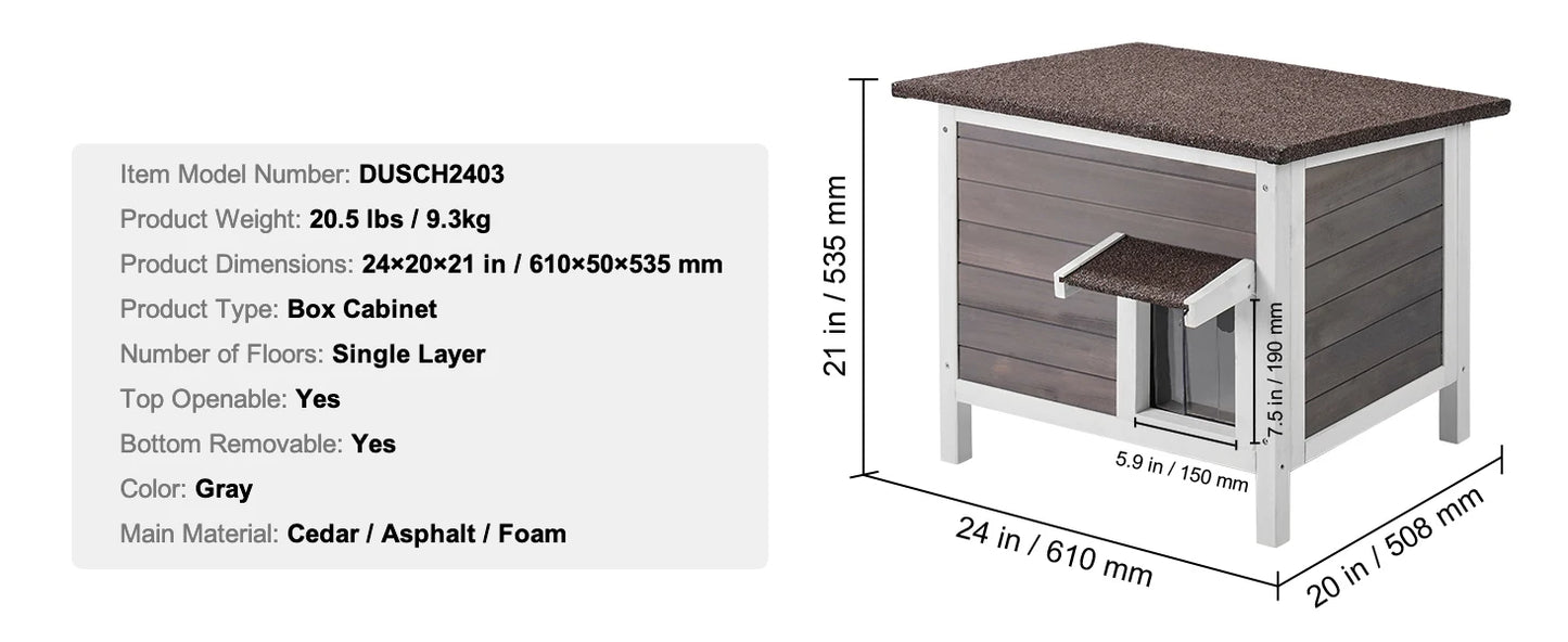 SucceBuy Outdoor Cat House Weatherproof Feral Shelter