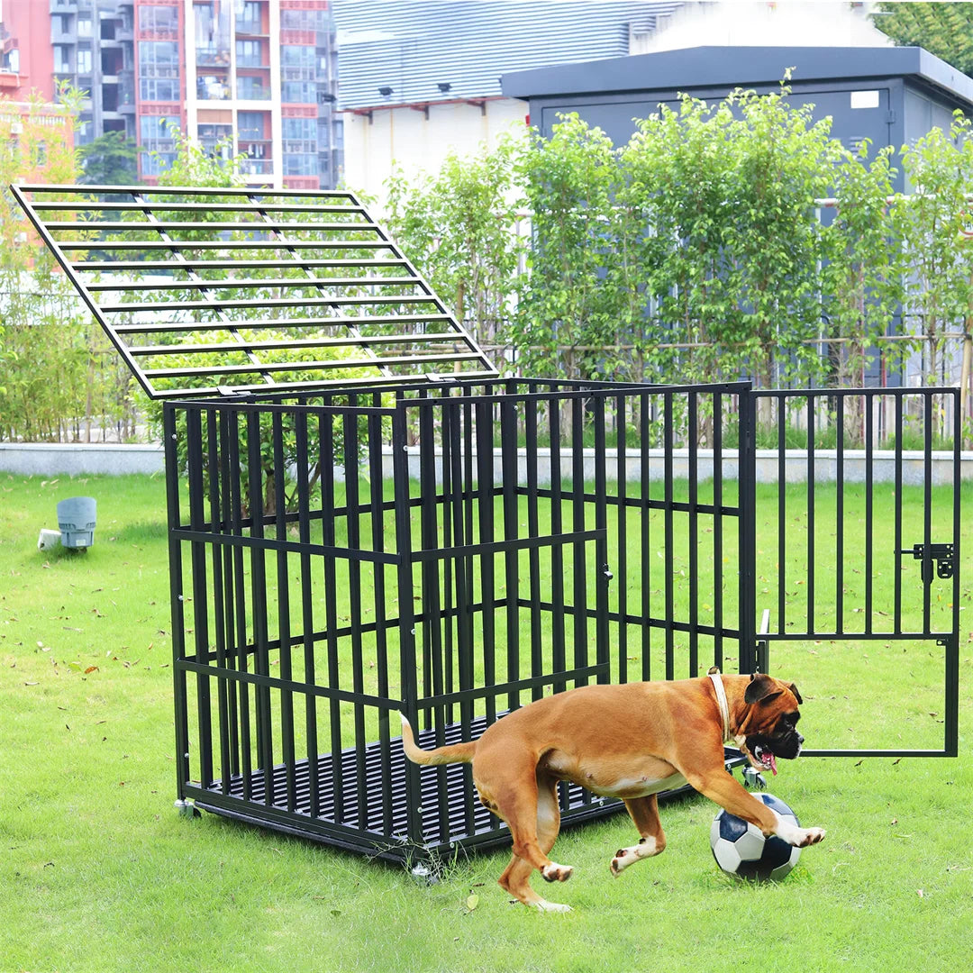 BINGOPAW Heavy Duty Mobile Dog Crate Cage With 3 Doors