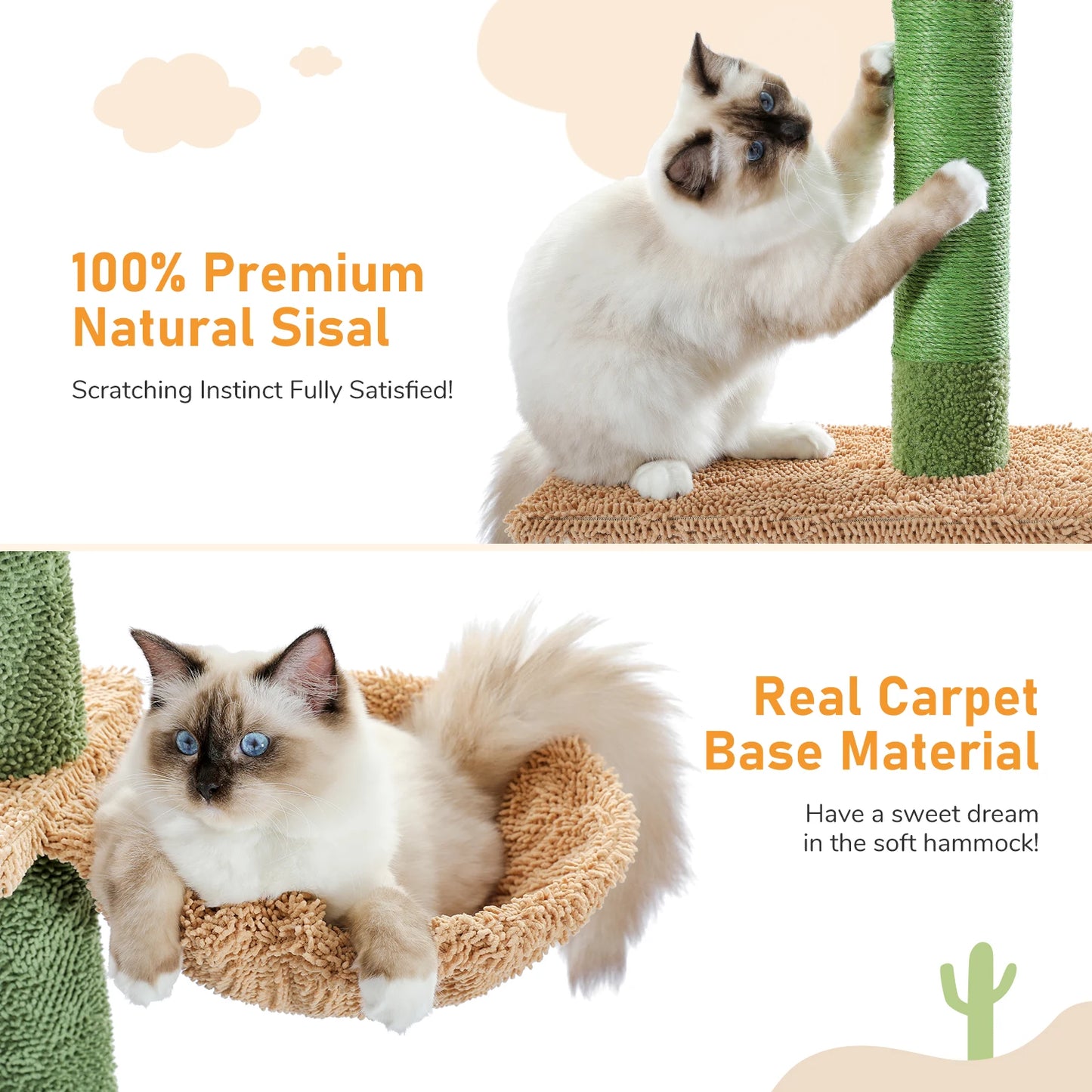 PAWZ Road Cat Tree Cactus Climbing Scratching Hammock