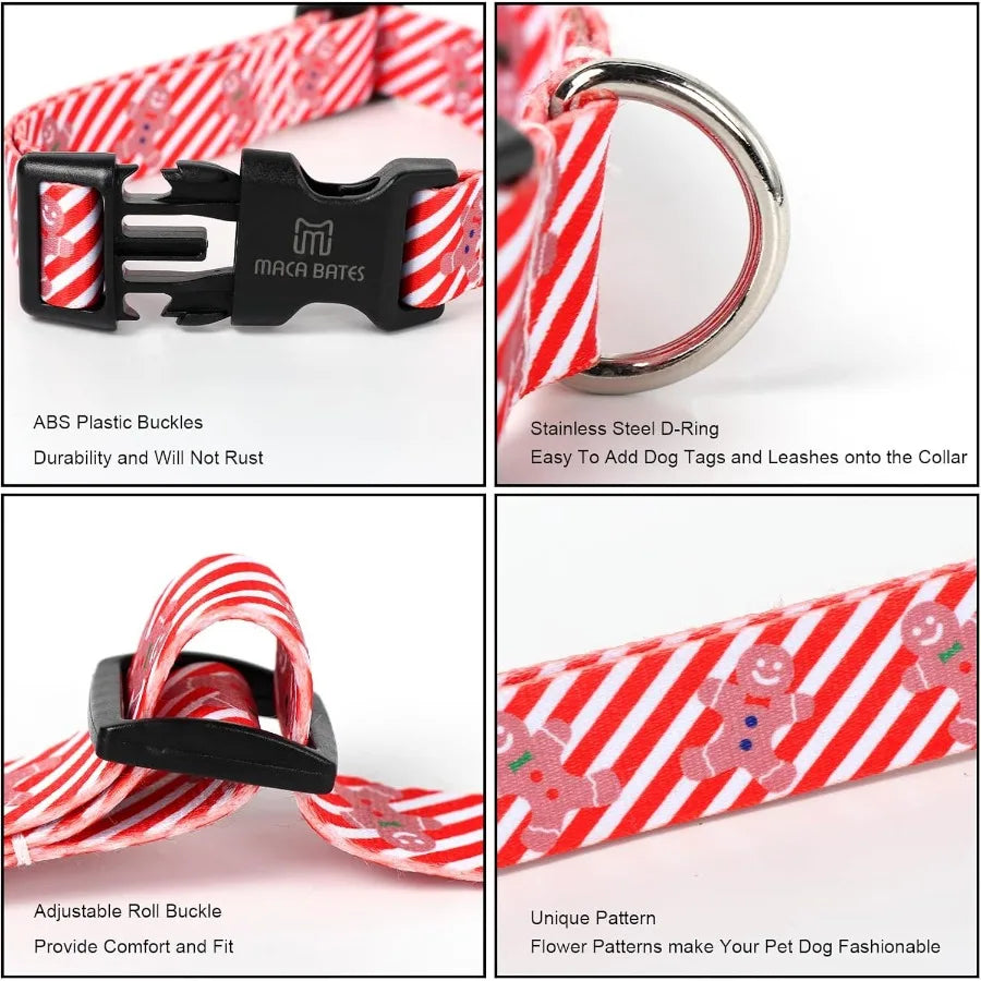 Maca Bates Christmas Dog Collar Stripe For Pups Chihuahua Pitbull