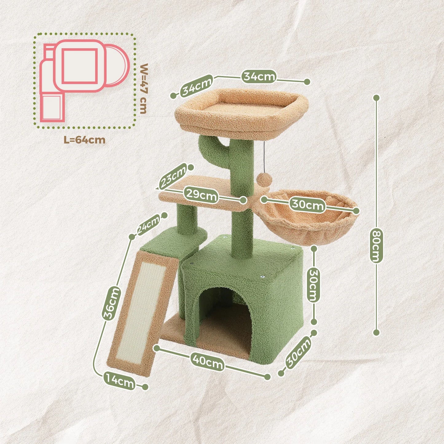 PAWZ Road Cat Tree Indoor Cats Activity Tower With Hammock