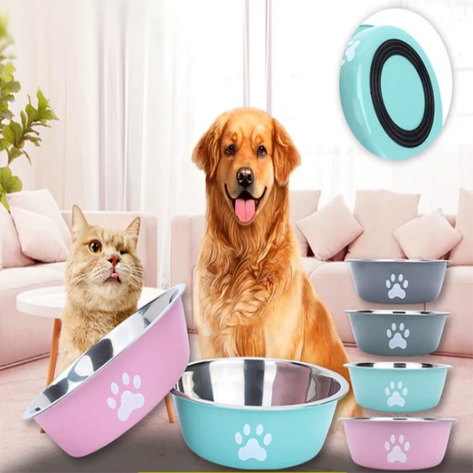 Large Capacity Stainless Steel Dog Food Bowl Anti Knock