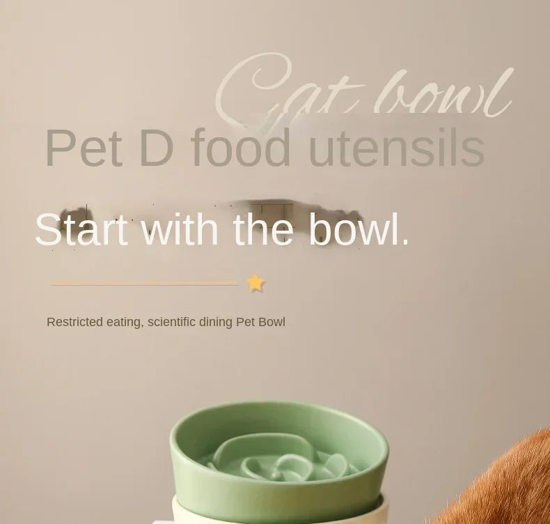 Ceramic Pet Slow Feeder Bowl For Cats And Small Dogs