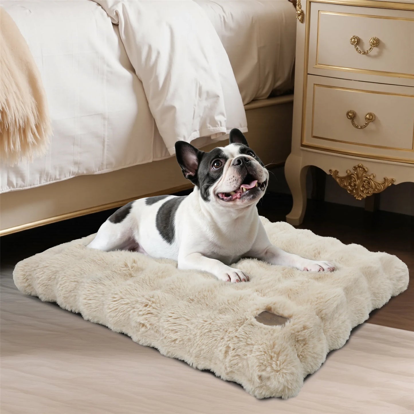 Bingopaw Fluffy Plush Dog Crate Bed with Anti-Anxiety Design