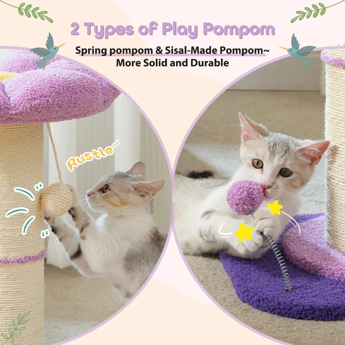 PEQULTICN Flower Cat Scratching Post Small Cat Tree Tower