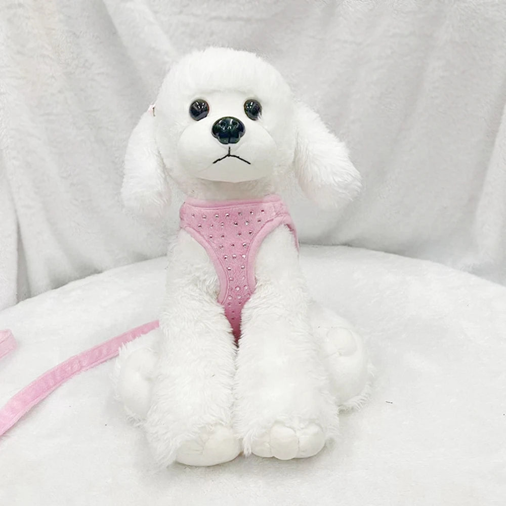 NONECN Rhinestone Adjustable Pet Harness Vest For Cats And Dogs