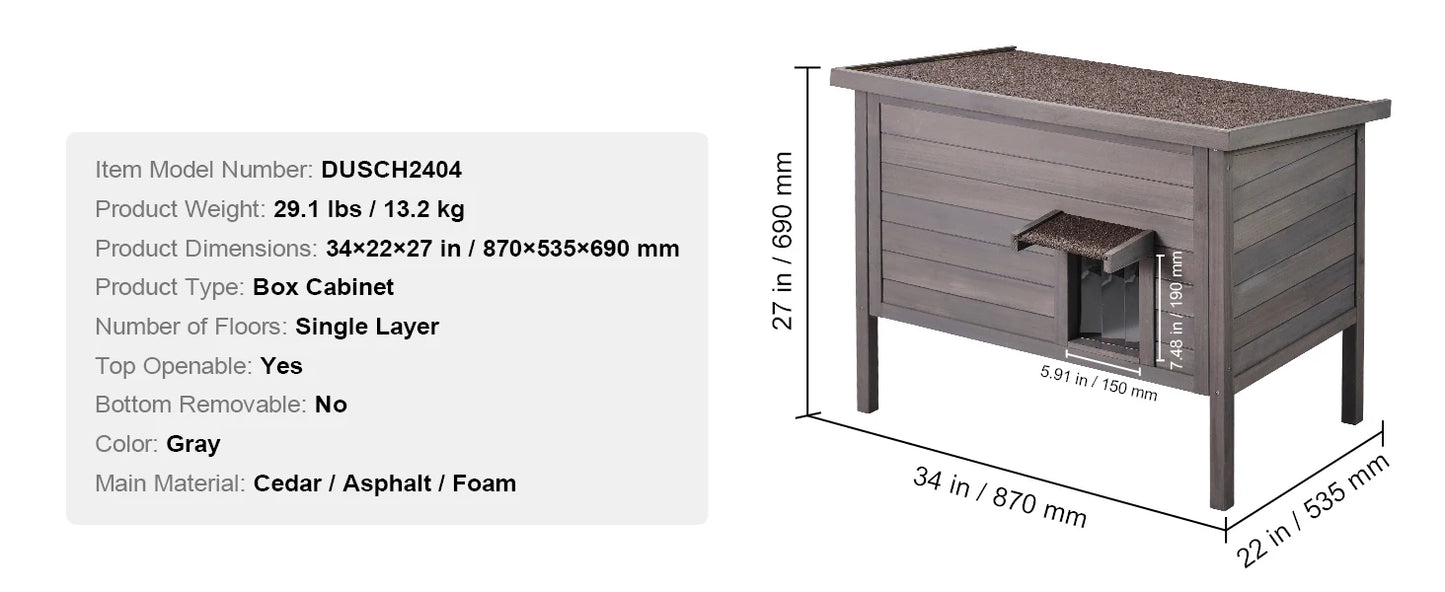 SucceBuy Outdoor Cat House Weatherproof Feral Shelter