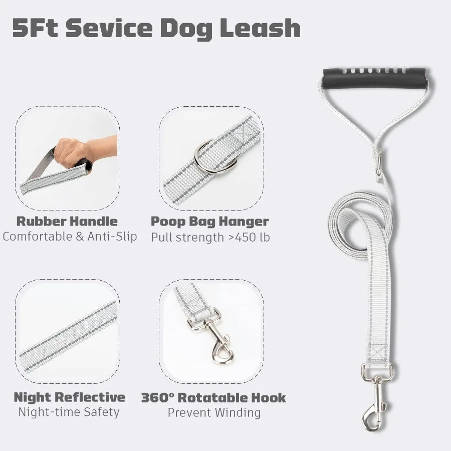 Hign-concerned Service Dog Vest Harness Handle Adjustable Reflective No Pull