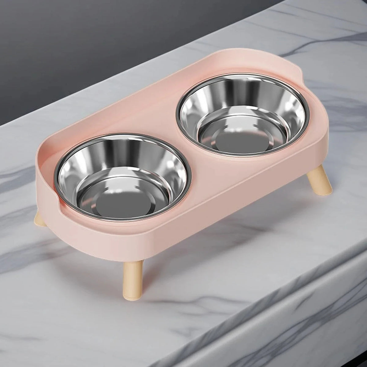 Colorful Elevated Dog Feeder With Dual Stainless Steel Bowls