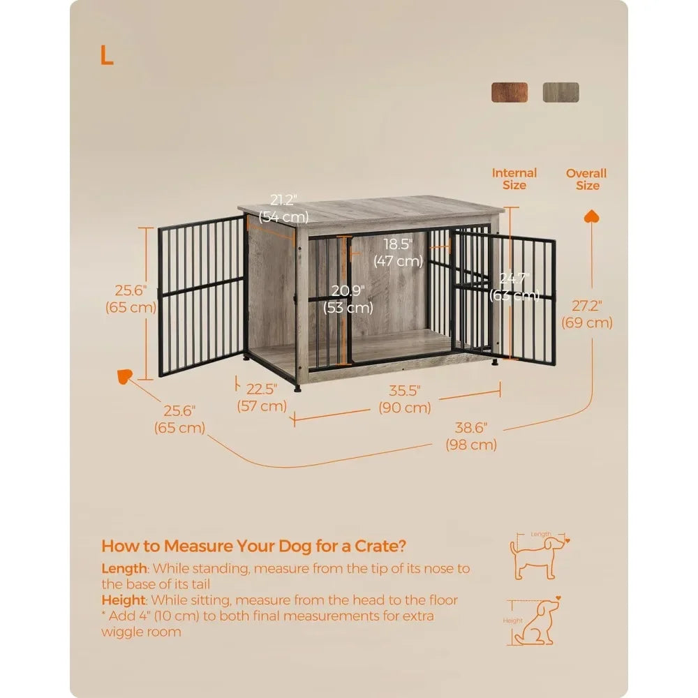Hign-concerned Heavy Duty Dog Crate Furniture Double Door
