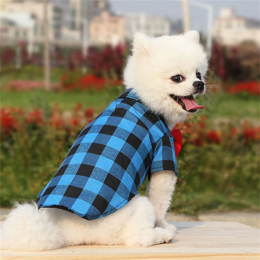 Plaid Pet Formal Suit For Dogs And Cats Tie Vest Costume