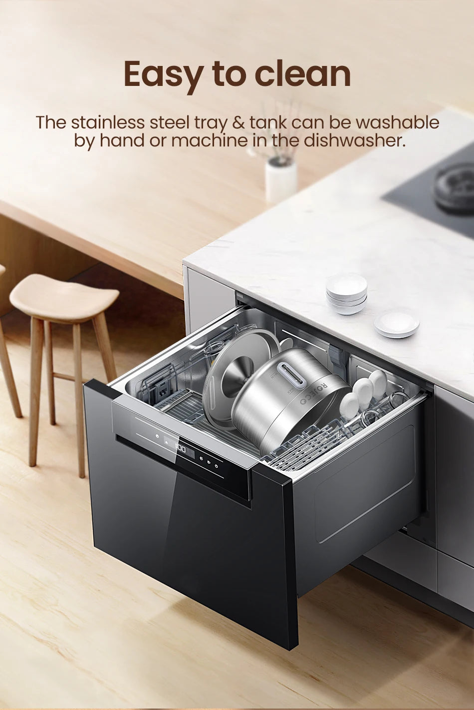 ROJECO Stainless Steel Cat Water Fountain Automatic Pet Drinker Rechargeable