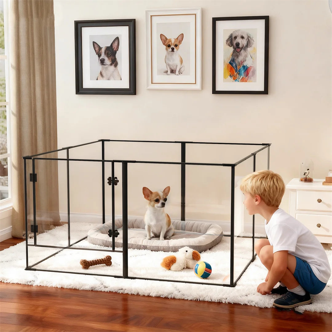 Bingopaw Acrylic 8 Panels Dog Playpen Indoor Exercise Fence