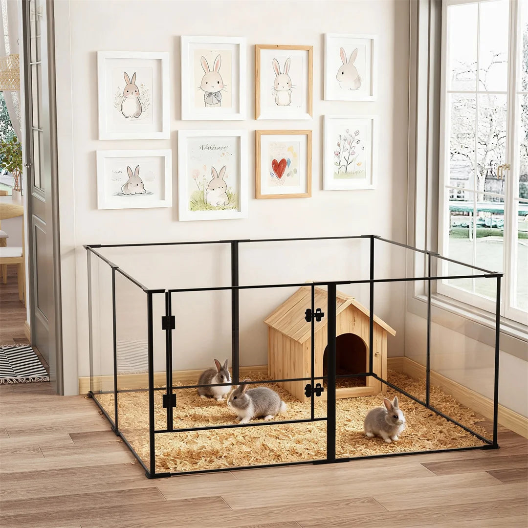 Bingopaw Acrylic 8 Panels Dog Playpen Indoor Exercise Fence