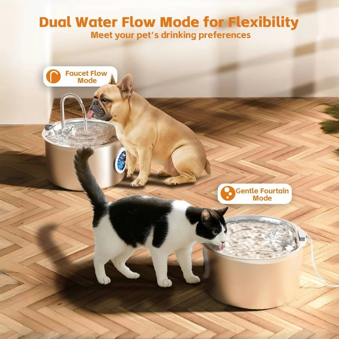 OPETH Stainless Steel Cat Water Fountain Auto Dispenser With Replaceable Filters