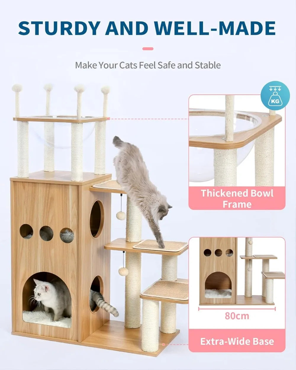 Hign Concerned Modern Cat Tree For Large Cats Wood Tower