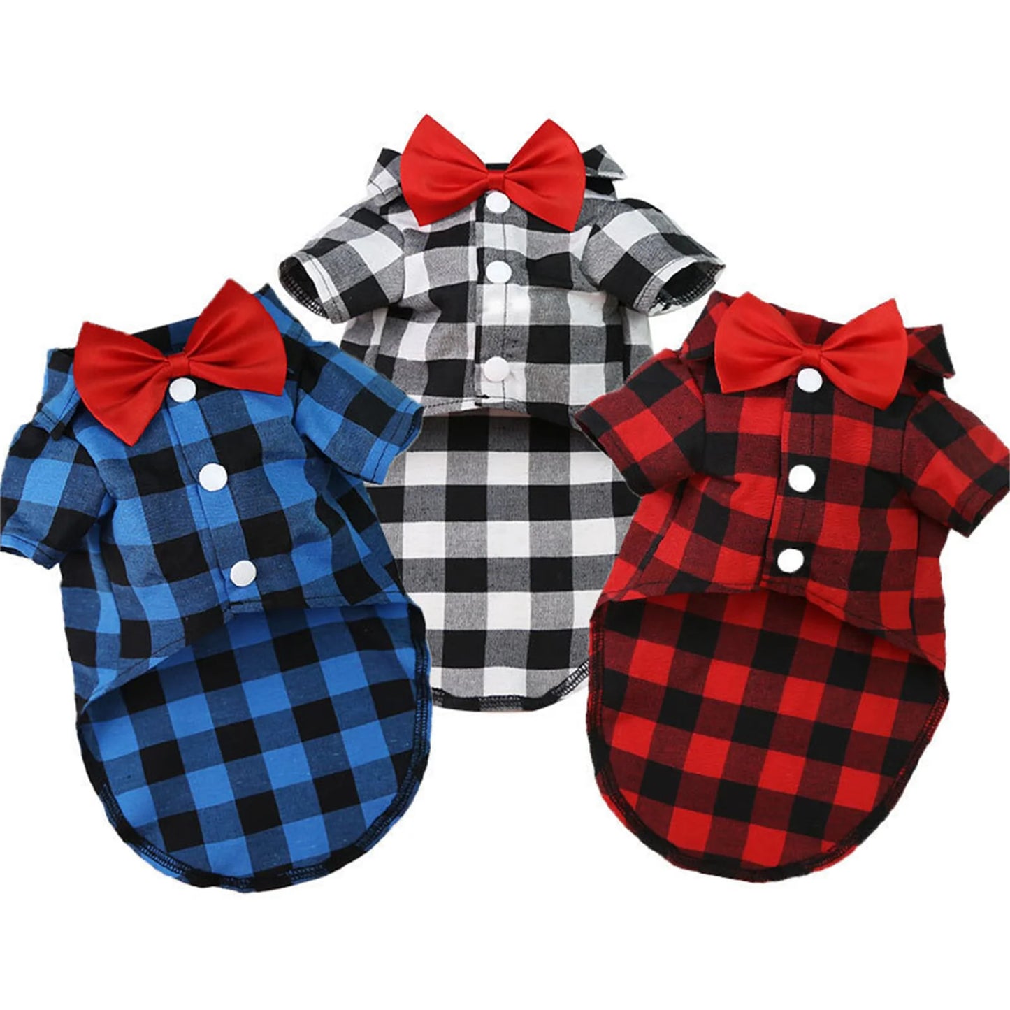 Plaid Pet Formal Suit For Dogs And Cats Tie Vest Costume