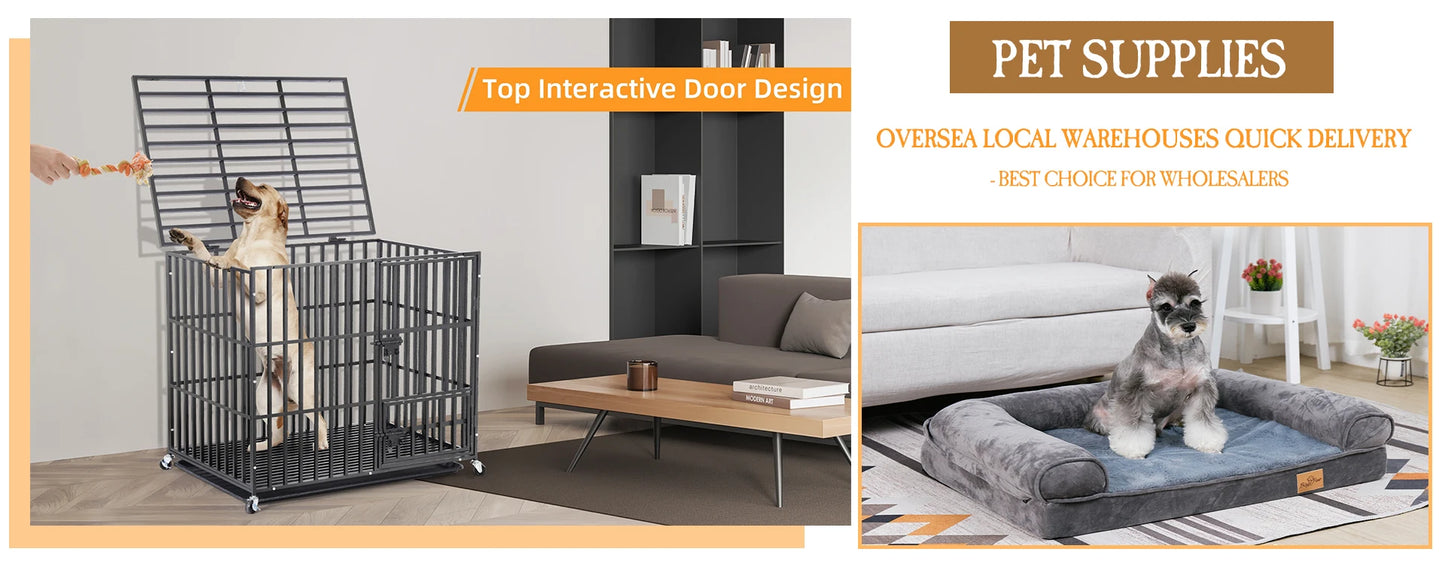 BINGOPAW Heavy Duty Mobile Dog Crate Cage With 3 Doors