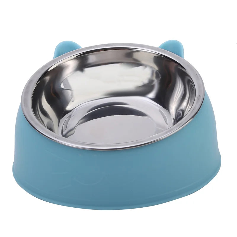 Creative Inclined Stainless Steel Cat Food And Water Feeder For Puppies