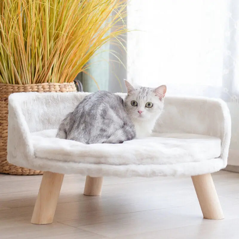 CN Guangdong Luxury Cat Bed Plush Nest With Wooden Legs