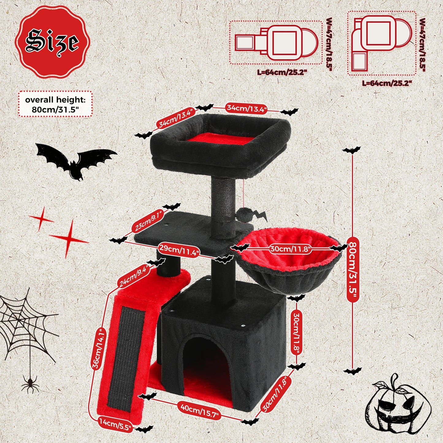 PAWZ Road Cat Tree Indoor Cats Activity Tower With Hammock