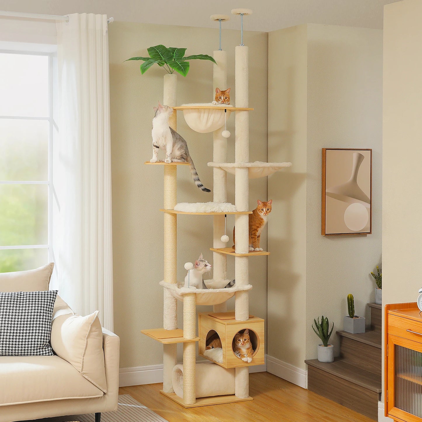 PAWZ Road Floor To Ceiling Cat Tree With Scratching Posts