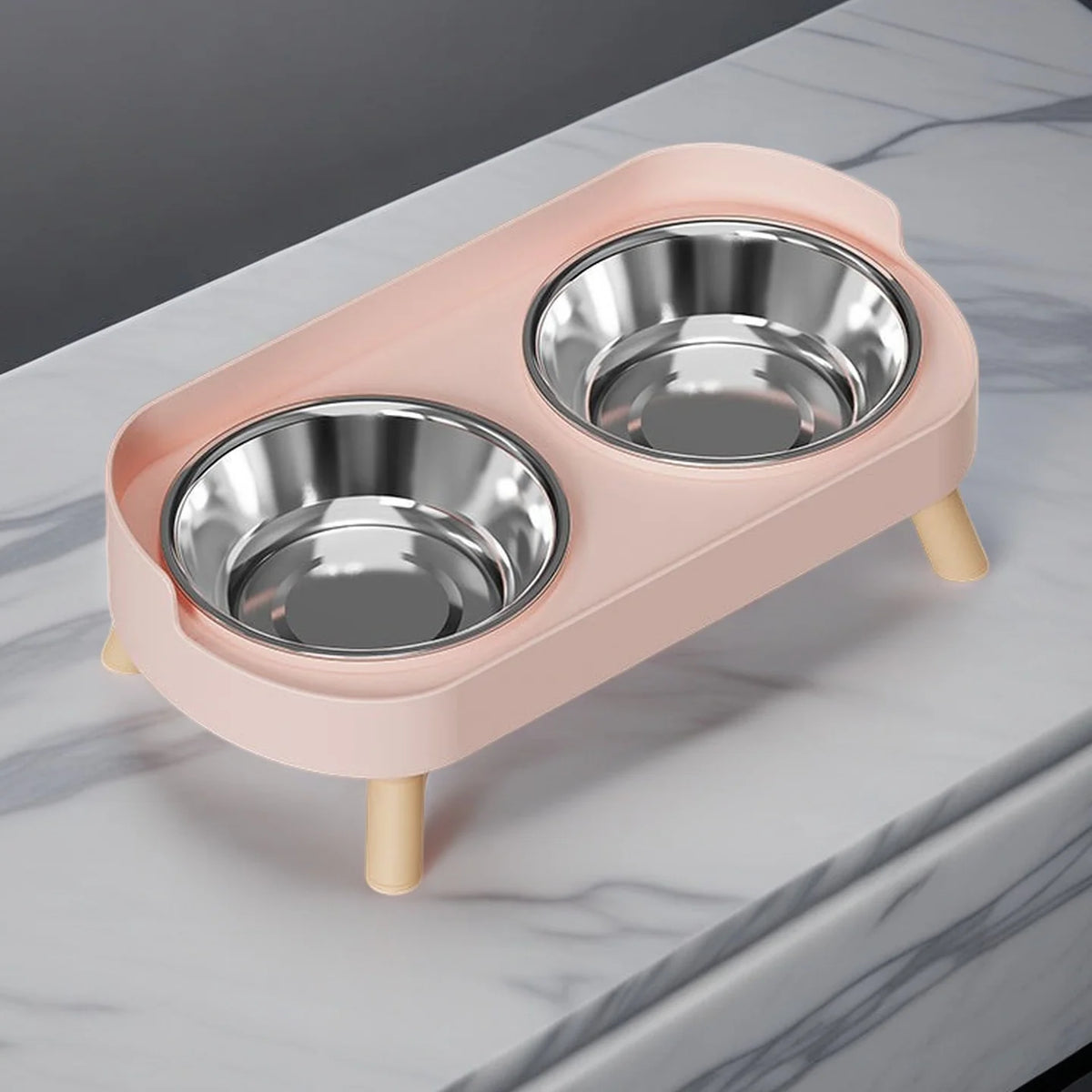 Colorful Elevated Dog Feeder With Dual Stainless Steel Bowls