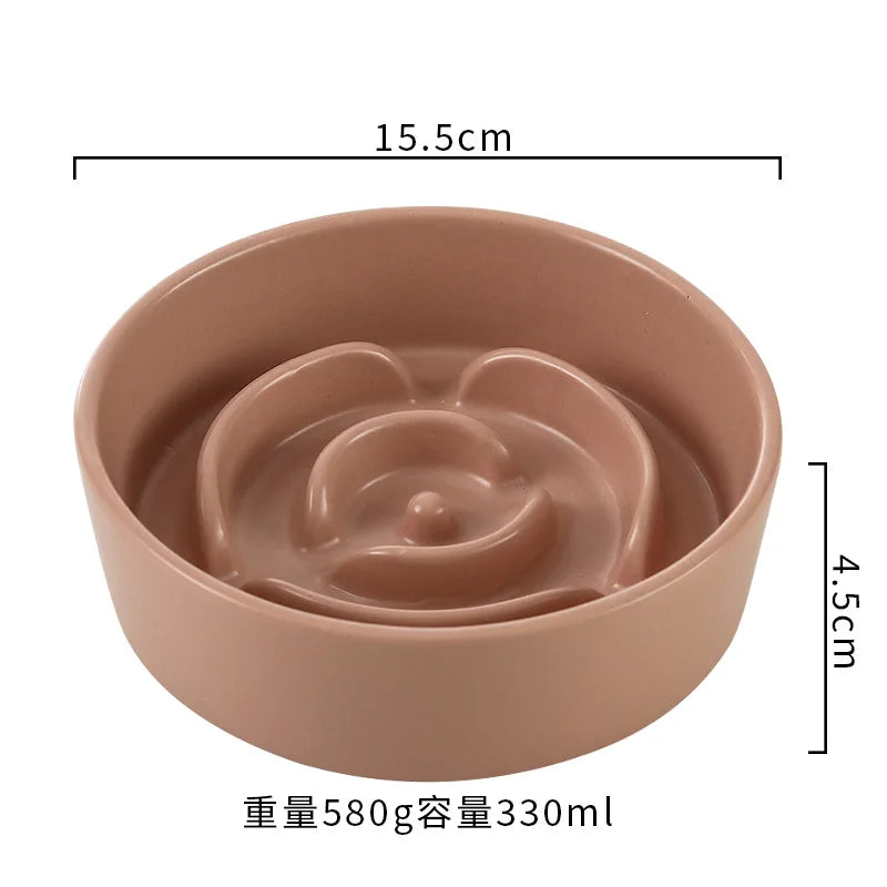 Ceramic Pet Slow Feeder Bowl For Cats And Small Dogs