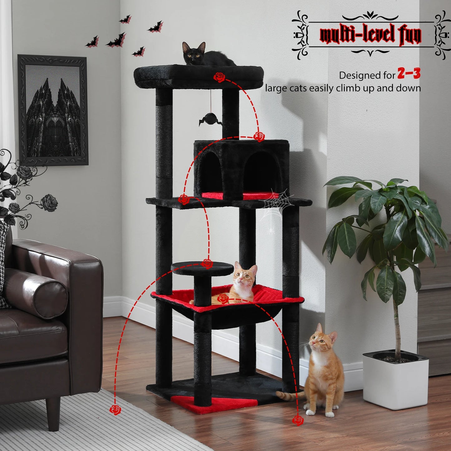 PAWZ Road Gothic Cat Tree Indoor Cat Tower With Hammock