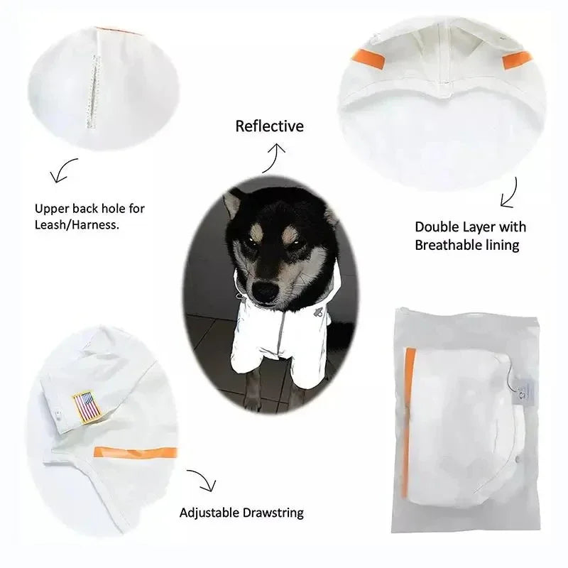 Dog Reflective Raincoat Space Suit Hoodie Pet Coat Apparel