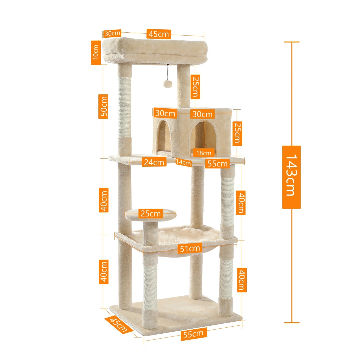 PAWZ Road Cat Tree for Indoor Large Cats with Hammock