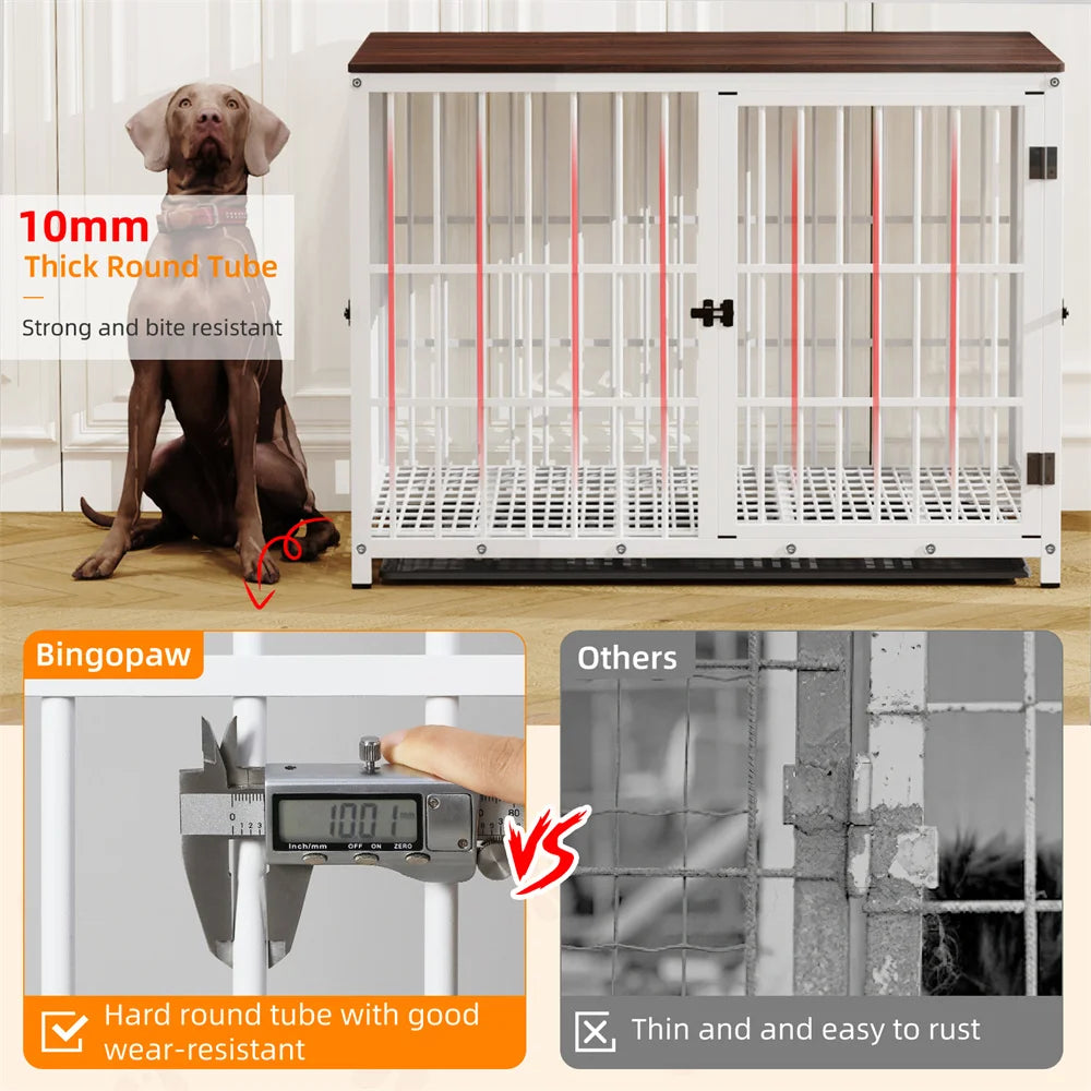 BORWARTH Wooden Dog Crate End Table Kennel Lattice Doors