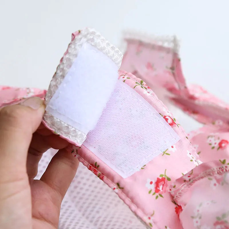 Dog Cat Harness Leash Set Adjustable Floral Printed Lace Vest