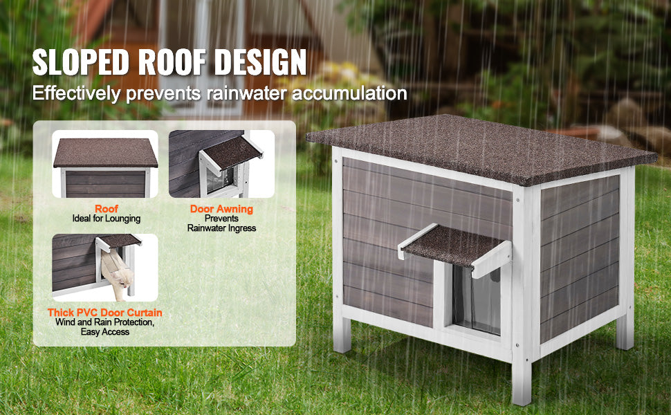 SucceBuy Outdoor Cat House Weatherproof Feral Shelter