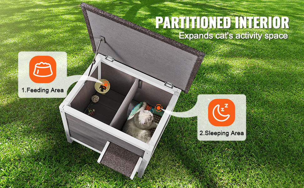 SucceBuy Outdoor Cat House Weatherproof Feral Shelter