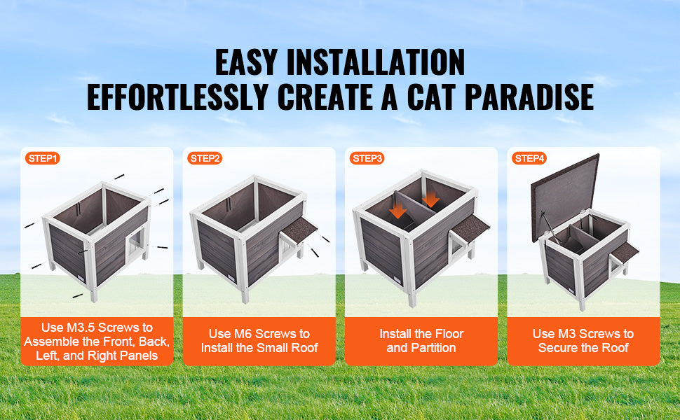 SucceBuy Outdoor Cat House Weatherproof Feral Shelter